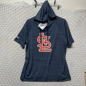 St. Louis Cardinals Stitches Heathered Navy Raglan Hoodie Mens XL Short Slv
